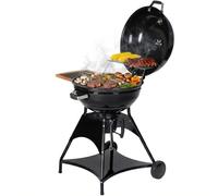 Tarrington House Barbecue a Carbonella BURNABY, Acciaio/Legno, con Raccoglitore di Grasso e Cenere, Trasportabile, Nero