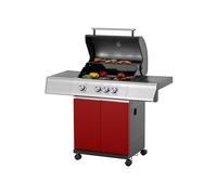 Tarrington House Barbecue a Gas Paxton, Acciaio/Acciaio Inox, 3 Bruciatori + Fornello, Tavolino Laterale, Termometro, per Bombole da 11kg, Rosso