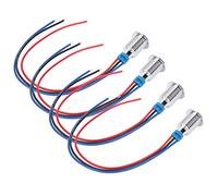 TARSHYRY 4 Set di Luci LED Rotonde da 10 Mm Precablate, Doppio Impermeabile Rosso e Blu, Anodo Comune 3 6V, Corpo in Metallo per Progetti di Elettronica Fai-da-te (Rosso Blu)