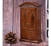 TARSHYRY Armadio del Guardaroba delle Bambole, Accessori per la Casa delle Bambole 1:12 Mobili per Camera da Letto in Scala Mini Vintage Vintage Double Doute Closed (BROWN)