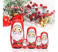 TARSHYRY Bambola Russa, Tazze Impilanti 5 Pezzi di Natale Bambole di Nidificazione Russa Set Bambole Nidificazione in Legno per il Compleanno Natale, Auguri, Decorazione per la Casa (#1)