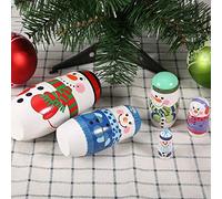 TARSHYRY Bambola Russa, Tazze Impilanti 5 Pezzi di Natale Bambole di Nidificazione Russa Set Bambole Nidificazione in Legno per il Compleanno Natale, Auguri, Decorazione per la Casa (#2)