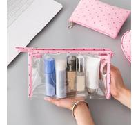 TARSHYRY Borsa per Cosmetici da Viaggio in PVC Trasparente da 3 Pezzi, Custodia Multiuso per Articoli da Toilette per Donne, Custodia Impermeabile per Trucchi con Design Portatile (PINK)