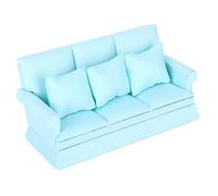 TARSHYRY Divano della Casa delle Bambole con Cuscino, Mobili per Bambola Stoffa in Legno con Mini Divano da Cuscino da 3 Pezzi per la Decorazione della Casa delle Bambole (BLUE)