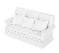 TARSHYRY Divano della Casa delle Bambole con Cuscino, Mobili per Bambola Stoffa in Legno con Mini Divano da Cuscino da 3 Pezzi per la Decorazione della Casa delle Bambole (WHITE)