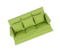 TARSHYRY Divano della Casa delle Bambole con Cuscino, Mobili per Bambola Stoffa in Legno con Mini Divano da Cuscino da 3 Pezzi per la Decorazione della Casa delle Bambole (GREEN)