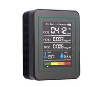 TARSHYRY Monitoraggio della qualità Dell'aria Interna, 5 su 1 Tester di qualità Dell'aria Intelligente con CO2, TVOC, HCHO, Temperatura e umidità, Display in Tempo Reale, per Casa, Hotel (Black)