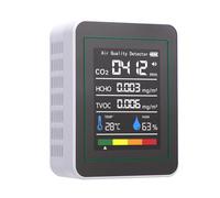 TARSHYRY Monitoraggio della qualità Dell'aria Interna, 5 su 1 Tester di qualità Dell'aria Intelligente con CO2, TVOC, HCHO, Temperatura e umidità, Display in Tempo Reale, per Casa, Hotel (White)
