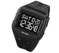 TARSHYRY Orologio Sportivo Digitale da Uomo con Display Doppio Orario, Resistente Agli Urti, Impermeabile Fino a 50 M per Uomo e Donna (argento verniciato nero)