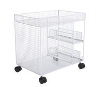 TARSHYRY Porta di Stoccaggio Mobile, Organizzatore di Traspirante con Ruote a Blocchi Rotanti a 360 Gradi, Carrello della, Filo di Ferro (WHITE)