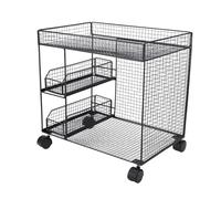 TARSHYRY Porta di Stoccaggio Mobile, Organizzatore di Traspirante con Ruote a Blocchi Rotanti a 360 Gradi, Carrello della, Filo di Ferro (BLACK)