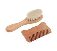 TARSHYRY Set Spazzola e Pettine per Capelli per Bambini in Legno Naturale Toelettatura Delicata, Setole Morbide per la Cura del Cuoio Capelluto del Neonato, Ideale per il Bagnetto e l'uso Quotidiano