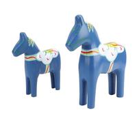 TARSHYRY Statuette di Cavalli in Legno Dipinte a Mano, Decorazioni Dalecarlian in Stile Svedese per la Casa e Il Matrimonio, Set di 2 (Blue)