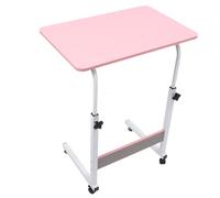 TARSHYRY Tavolino Servitore Ad Altezza Regolabile con Ruote, Scrivania Mobile a Forma di C per Casa, Ospedale, Comodino, Scrivania in Legno con Rotelle per Laptop, Lettura, Pasti (PINK)