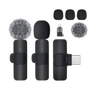 TARSIUN Microfono lavalier wireless per iPhone, iPad, laptop, interviste, live streaming, registrazione video, podcast, vlog, YouTube, Instagram, TikTok (2 microfoni inclusi)