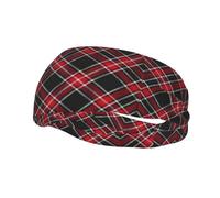 Tartan rosso e nero a quadri per tovaglie, vestiti, camicie e abiti a quadri, carta. Fascia antisudore sportiva decorativa alla moda, asciugamano sportivo in tessuto, fascia per capelli.