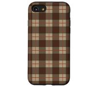 Tartan rustico scozzese marrone scuro tortora con linee rosse Custodia per iPhone SE (2020) / 7/8