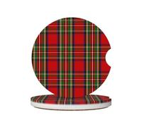 Tartan scozzese del clan Stewart, Sottobicchieri per portabicchieri auto, confezione da 2, sottobicchieri in ceramica assorbente con base antiscivolo in sughero.