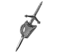 Tartanista uomo - Spillone per kilt a spada con arpa irlandese cromato DeLuxe