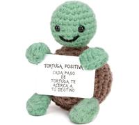 Tartaruga all'uncinetto fatta a mano con citazioni di sostegno emotivo positivo, biglietti italiani, regali di compleanno per donne, uomini, madri, studenti, insegnanti, ringraziamenti (spagnolo)