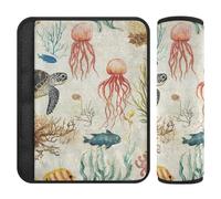 Tartaruga Animale Mare Beige Vintage 2 Pack auto Seat Strap Covers Stop cintura di sicurezza taglio nel collo per Auto funda para cinturón de carro