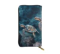 Tartaruga che nuota nel mare Portafoglio in Pelle per le Donne Lungo Portamonete Ultra Sottile Porta Carte di Credito Bifold Clutch