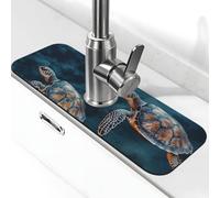 Tartaruga che nuota nel mare Tappetino per rubinetto per lavello da cucina Super Assorbente Pad Splash Catcher Diatomite ad asciugatura rapida Pietra Rubinetto Maniglia Drip Catcher Vassoio Tappetino