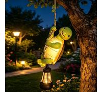Tartaruga Con Luce Solare Da Esterno E Lanterna A LED, Scultura Da Giardino In