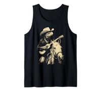 Tartaruga Cowboy Suonare Chitarra Cavaliere Cavallo Western Rodeo Canotta