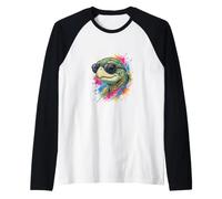 Tartaruga di Mare Figa Occhiali da Sole Schizzi Maglia con Maniche Raglan