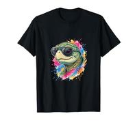 Tartaruga di Mare Figa Occhiali da Sole Schizzi Maglietta