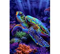 Tartaruga Diamond Painting per Adulti, Diamond Painting Kit Completo, 5D Kit Pittura Diamante Viola Diamantini DIY Crystal Art Artigianale per Decorazione Camera da Letto Decorazioni 80x100cm yc-538