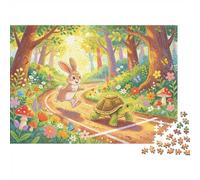 Tartaruga E Lepre Puzzle 1000 Pezzi Riciclabile Material Illustrazione Di Favola Puzzles for Elderly Alleviare La Deuominiza Senile Fun Attività Great Regalo Idea 70x50cm/1000 pezzis