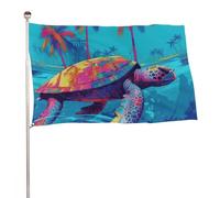 Tartaruga in acqua blu bandiera 88,9 x 150 cm stampato su entrambi i lati bandiera da giardino bandiera decorativa non sbiadisce bandiera da cortile con occhielli in ottone appeso sfondo fotografico