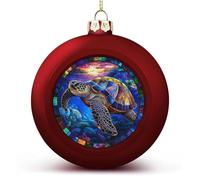 Tartaruga in vetro colorato Ornamenti a sfera di Natale infrangibili da appendere palline di Natale per la decorazione dell'albero di Natale, palline rosse per albero di Natale per feste di nozze