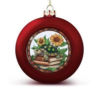 Tartaruga in vetro colorato su libri girasole palla di Natale ornamenti infrangibili da appendere palline di Natale per la decorazione dell'albero di Natale rosso palle per feste di nozze