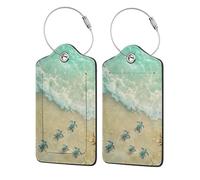 Tartaruga marina appena nata torna all'oceano, tartarughe con anello in pelle e acciaio inossidabile, personalizzate per donne, uomini e bambini, 2 pezzi