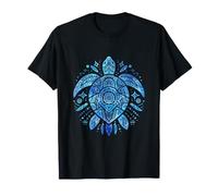 Tartaruga Marina Blu Mandala Bohemian Ocean Wildlife Art Maglietta