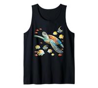 Tartaruga marina che nuota con pesci tropicali Ocean Reef Art Canotta