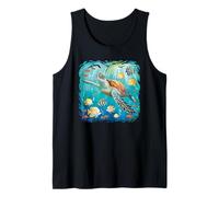 Tartaruga marina che nuota con pesci tropicali Ocean Reef Art Canotta
