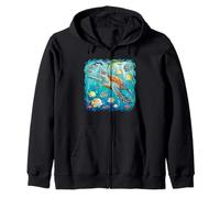 Tartaruga marina che nuota con pesci tropicali Ocean Reef Art Felpa con Cappuccio