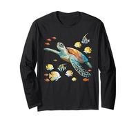 Tartaruga marina che nuota con pesci tropicali Ocean Reef Art Maglia a Manica