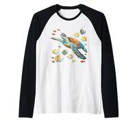Tartaruga marina che nuota con pesci tropicali Ocean Reef Art Maglia con Maniche Raglan