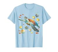 Tartaruga marina che nuota con pesci tropicali Ocean Reef Art Maglietta