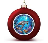 Tartaruga marina che nuota nell'oceano Ornamenti per palline di Natale infrangibili da appendere per la decorazione dell'albero di Natale, palline rosse per albero di Natale per feste di nozze