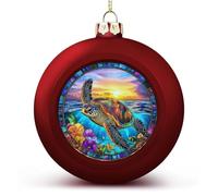 Tartaruga marina colorata in vetro colorato che nuota palla di Natale ornamenti infrangibili da appendere palline di Natale per la decorazione dell'albero di Natale rosse palline per albero di Natale