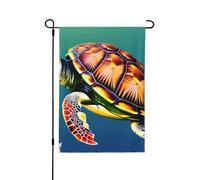 Tartaruga marina con pesci bandiere decorative per esterni, decorazione da giardino su entrambi i lati per tutte le stagioni vacanze