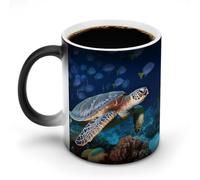 Tartaruga marina con pesci tazze da caffè divertente tazza cambia colore tazza unica tazza sensibile al calore tazza da tè in ceramica stampa moda regalo novità per compleanno uomini donne