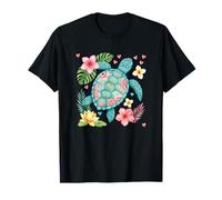 Tartaruga Marina Floreale Fiori hawaiani Arte estetica Donne Ragazze Maglietta