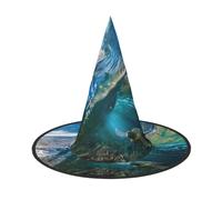 Tartaruga marina galleggiante sott'acqua sopra la barriera corallina stampa Halloween tesa larga cappello pieghevole adatto per cosplay, feste in maschera e carnevale - 1 pezzo